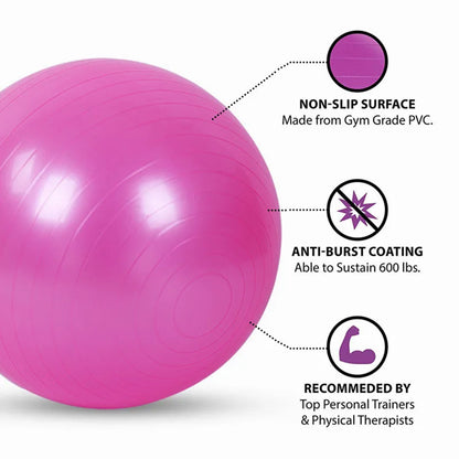 Thickened PVC Fitness Ball – Explosion-Proof Yoga Ball for Pilates, Home Gym, and Office Use