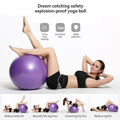 Thickened PVC Fitness Ball – Explosion-Proof Yoga Ball for Pilates, Home Gym, and Office Use