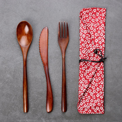 Portable Wooden Cutlery Set