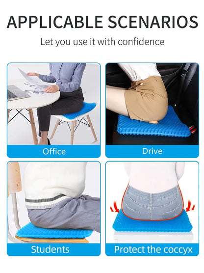 Gel Seat Cushion with Breathable Honeycomb Design for Pressure Relief and Comfor