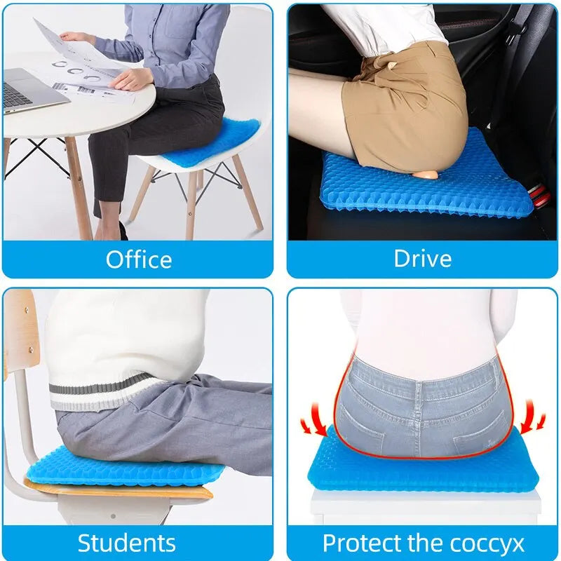 Gel Seat Cushion with Breathable Honeycomb Design for Pressure Relief and Comfor